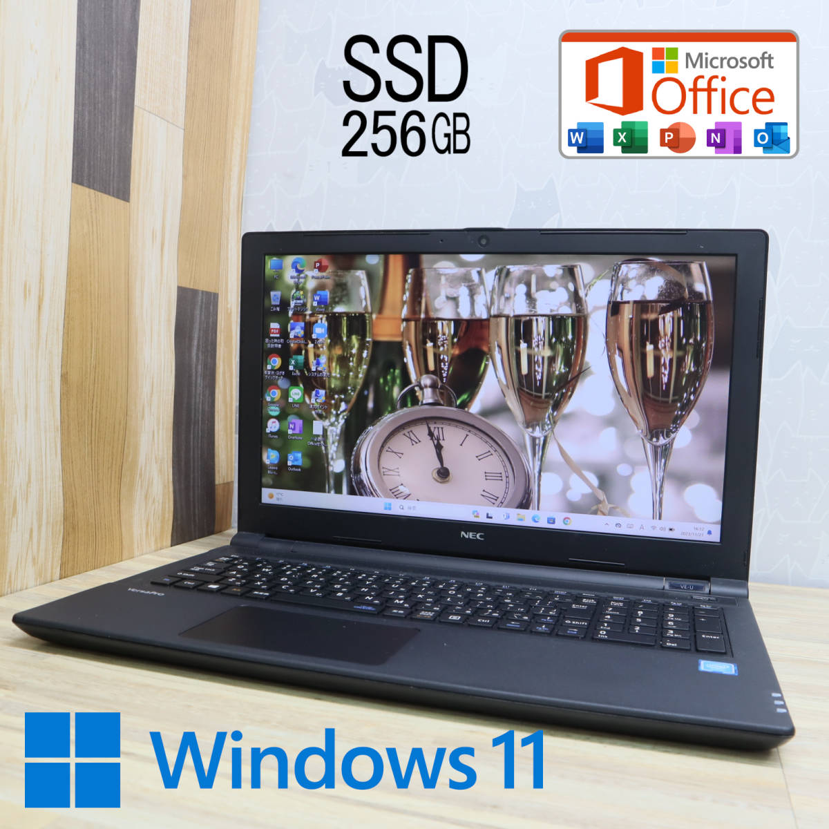 ★中古PC 新品SSD256GB★VK16EE-U Webカメラ Celeron 3855U Win11 Microsoft Office 2019 Home&Business 中古品 ノートPC★P62159_画像1