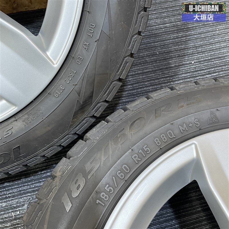 8X アウディA1 185/60R15 ピレリ アイスアシンメトリコ スタッドレスタイヤ 純正 １5インチ 6-15+29 5H100 57.1 VW　ポロ 6R 流用可 002_画像7