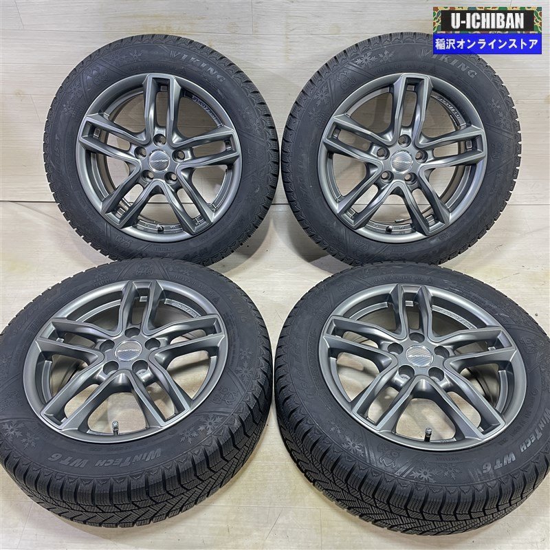 ポロ 等 ユーロテック 6-15+38 5H100 2022年製 VIKING ウィンターテックWT6 185/60R15 15インチ スタッドレス 4本セット 009_画像1