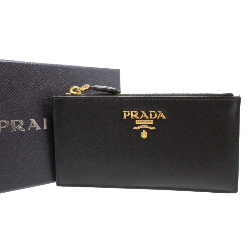 新品同様 プラダ 1MC079 サフィアーノレザー ブラック 黒 コインケース 0026 PRADA_画像2