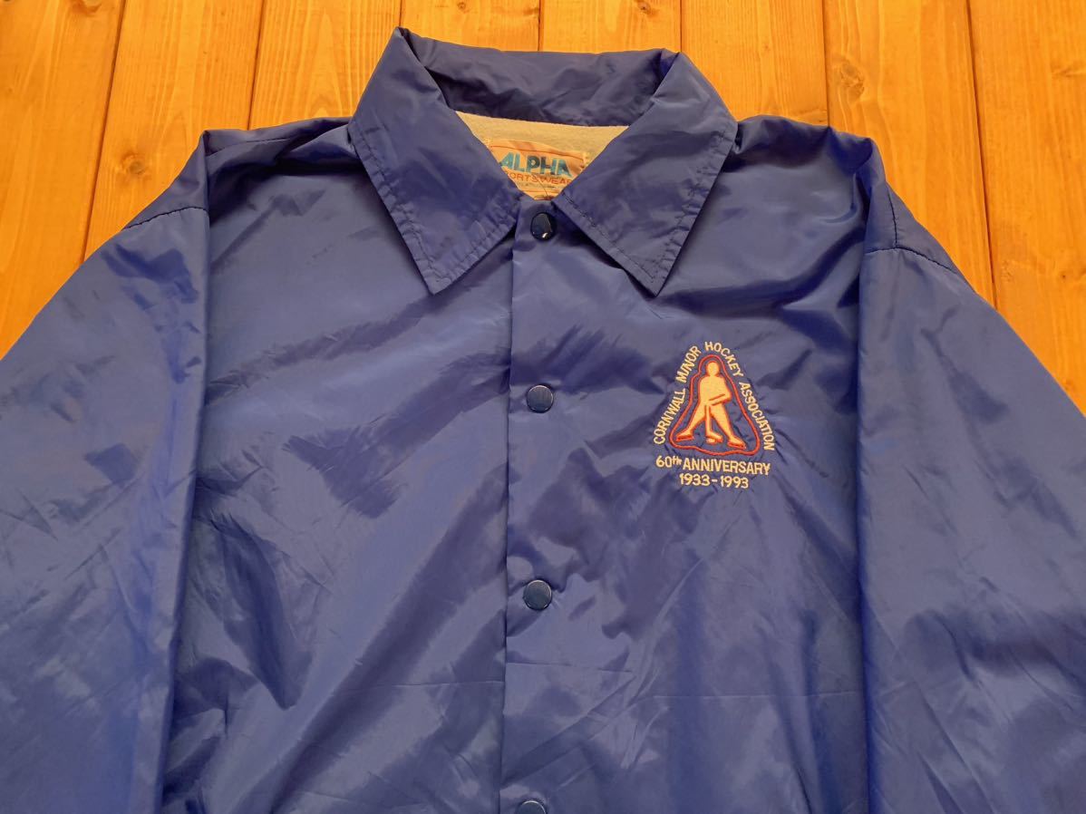 ALPHA 刺繍ワンポイントナイロンコーチジャケット L ビンテージ ヴィンテージUSA 古着 の画像1