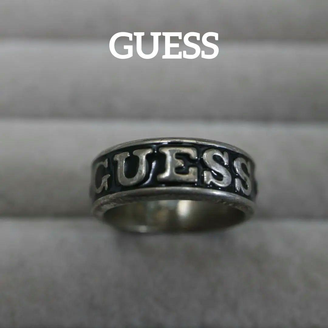 [ anonymity delivery ]GUESS Guess ring ring silver 13.5 number Logo black 