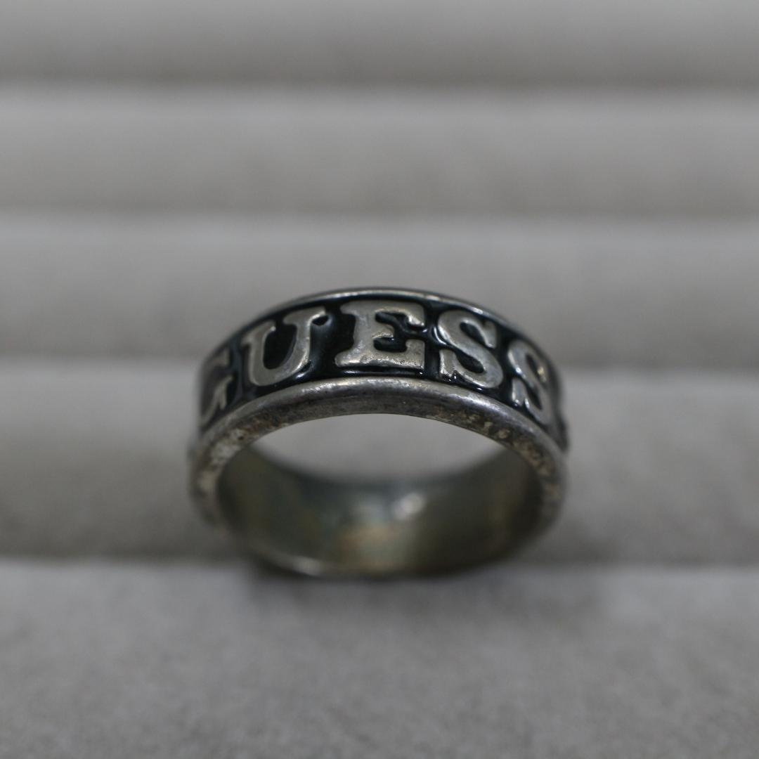 [ anonymity delivery ]GUESS Guess ring ring silver 13.5 number Logo black 