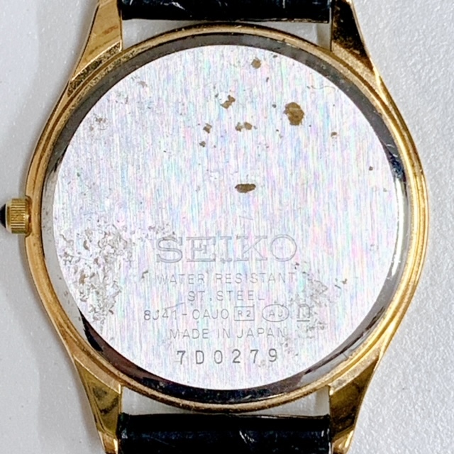 SEIKO セイコー 8J41-0AJ0 QZ クォーツ メンズ 時計 ゴールド文字盤 3針　純正ベルト　現状品_画像5