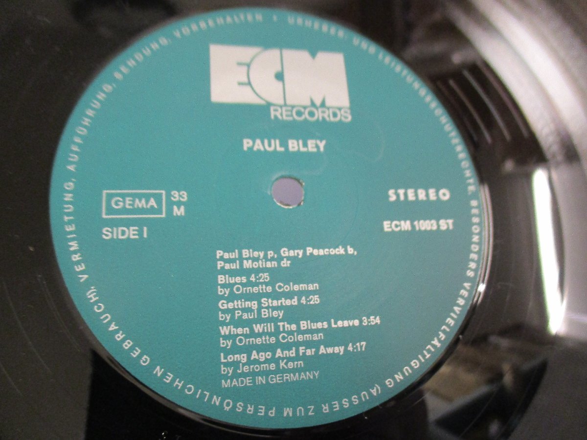 ドイツ盤 LP 『Paul Bley With Gary Peacock』 ECM　Bill Elgart　Paul Motian　(Z17)_画像3