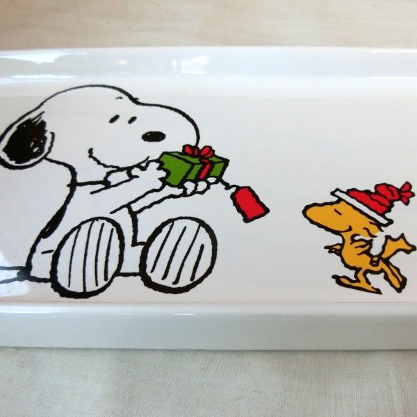 ☆★送料無料!!新品陶器製角皿！スヌーピー クリスマストレイ1 ピーナッツ SNOOPY★☆_画像2