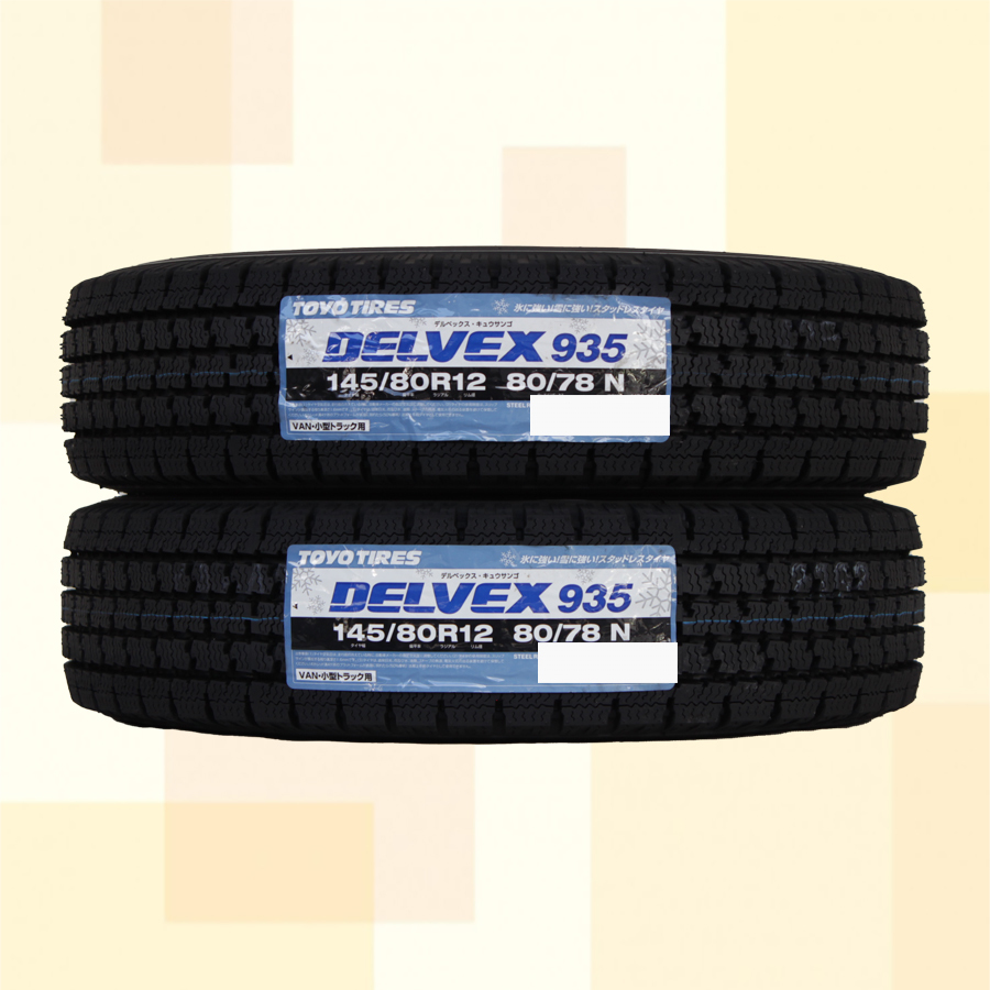 145/80R12 80/78N スタッドレスタイヤ TOYO トーヨー DELVEX 935 23年製 正規品 145R12 6PR 相当 送料無料 2本税込 \8,300より 1_画像1