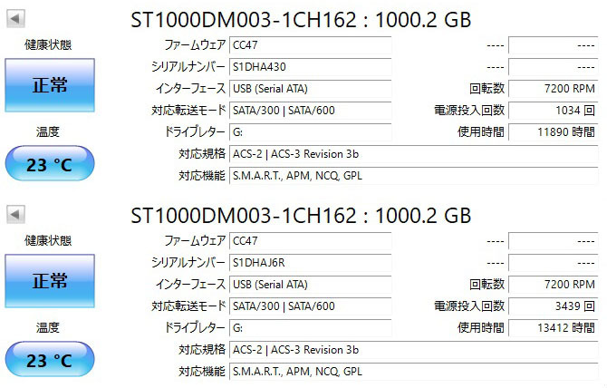 ☆ 送料無料 アイ・オー・データ製 USB接続HDD 1TB ☆ HDCL-UT1.0WC ２台セット_チェック結果