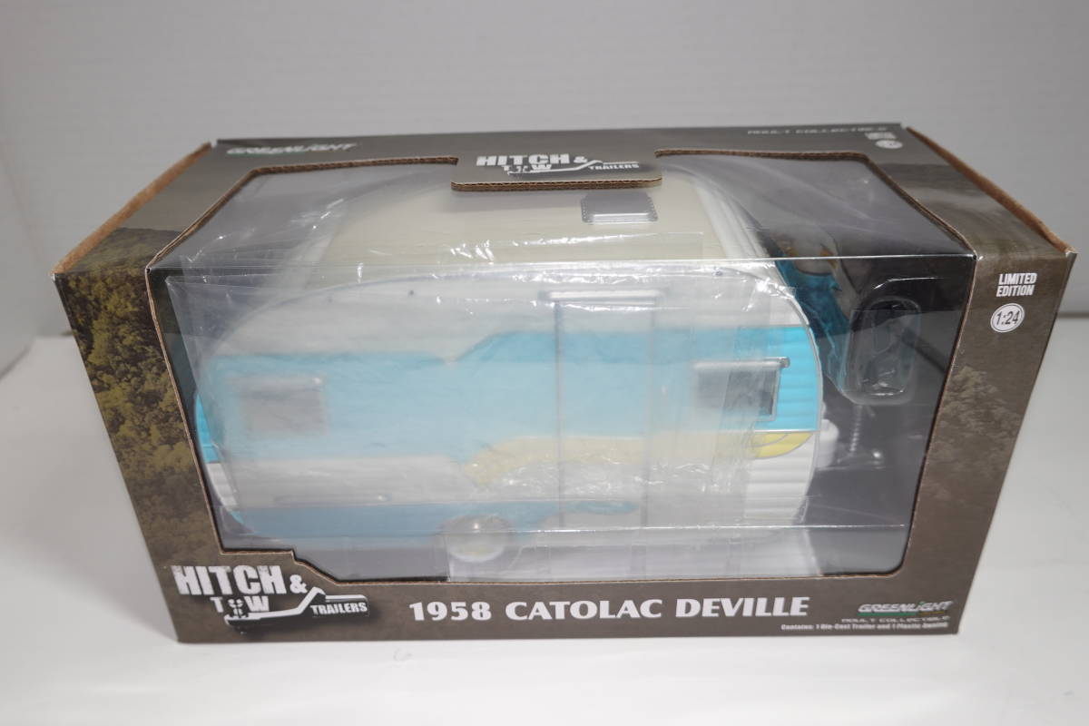 ☆1円始レア☆Green Light 1/24 Catolac Deville Model Caravan Diecast Detailed with Awning 1958☆231123_画像3