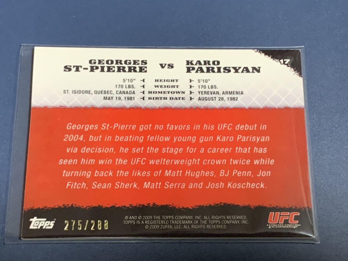 288枚限定 ジョルジュ・サン・ピエール シルバーパラレルルーキーカード TOPPS UFC 2009 ROUND1_画像2