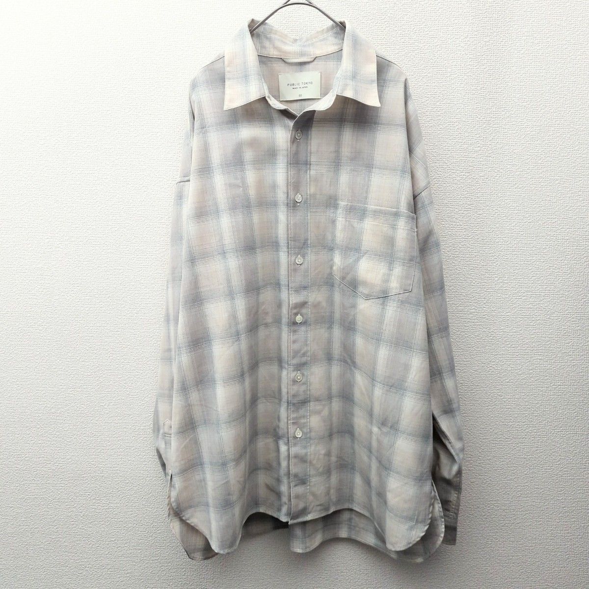 【PUBLIC TOKYO】ウールレーヨン オーバーサイズ チェックシャツ