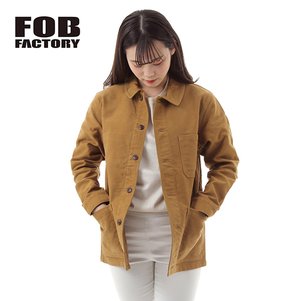 【サイズ 2】【M】FOB FACTORY エフオービーファクトリー モールスキン ワークジャケット カーキ 日本製 F2373 FRENCH MOLESKIN JK