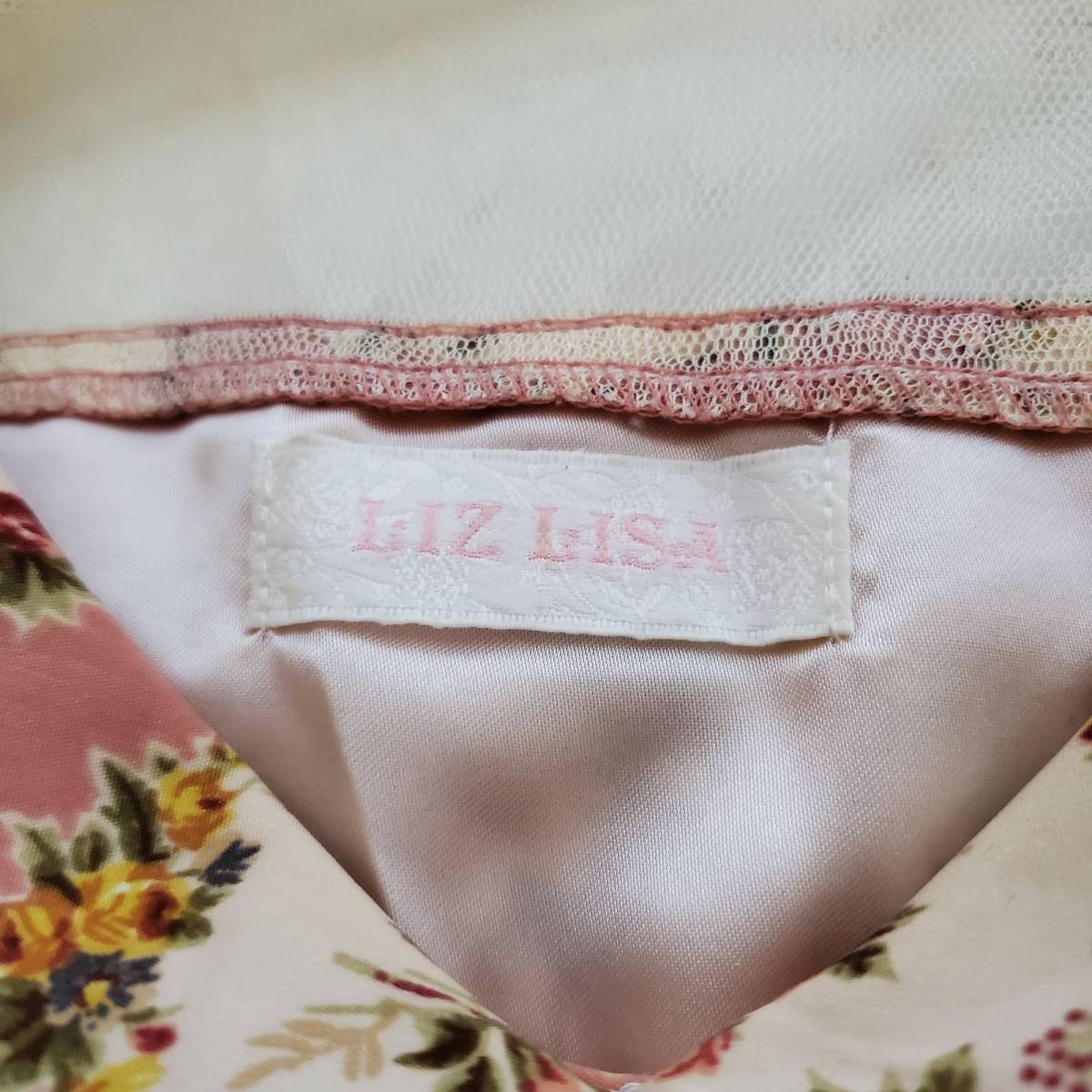 LIZ LISA リズリサ 半袖 ワンピース 花柄 リボン レース ピンク系