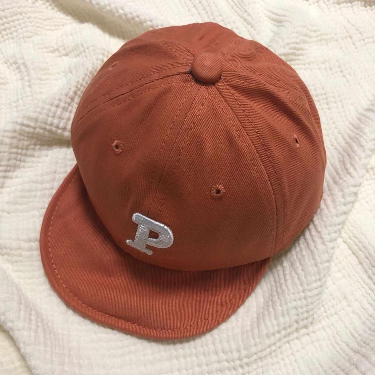 オレンジ　だいだい　ベビーキャップ　帽子　キッズ　韓国　秋　冬　ロゴ　ストリート キャップ キャップ帽子 野球帽子