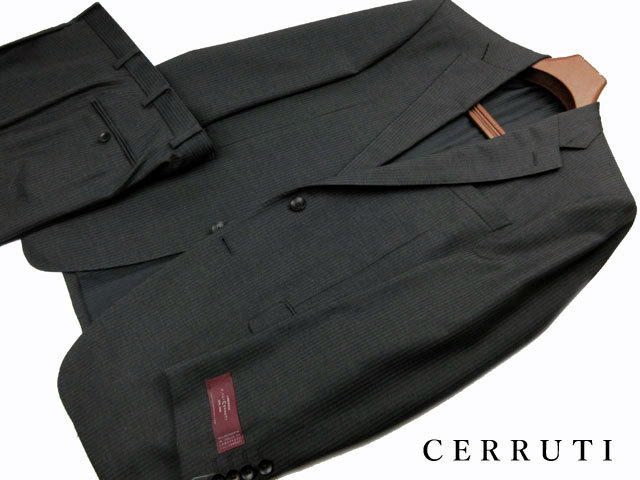 正規品 新品 CERRUTI AB8 身長185㎝ 胴囲92㎝ 秋冬 イタリア製生地 2ボタン ストライプ レギュラー ワンタック チェルッティー グレー d392