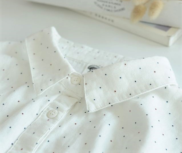  double gauze dot blouse cotton cotton shirt two -ply gauze 2 -ply gauze polka dot 