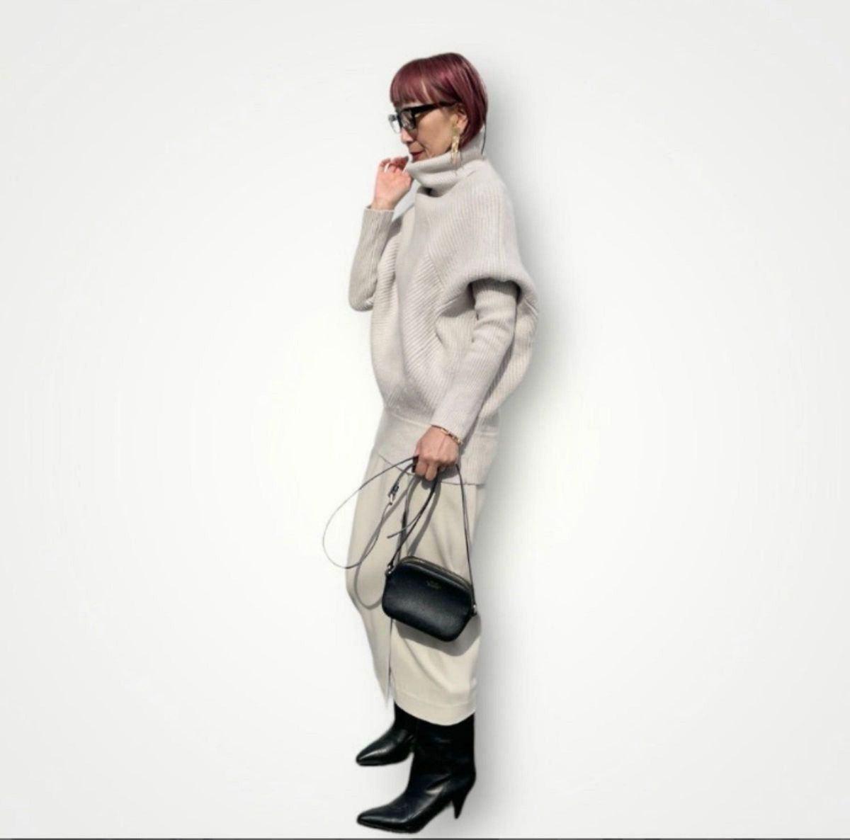 Asymmetry Knit タートルネック アシンメトリー ニット セーター Asymmetry Knit タートルネック アシンメトリー ニット セーター