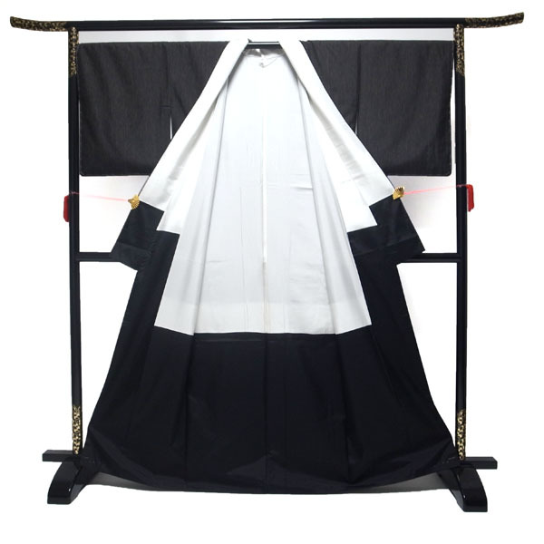  подлинный Ooshima эпонж выходной костюм кимоно .. Ooshima чёрный подпалина чай бабочка снег колесо Ooshima эпонж натуральный шелк шелк модный стиль модный ...68.5 L б/у совершенно новый sn916