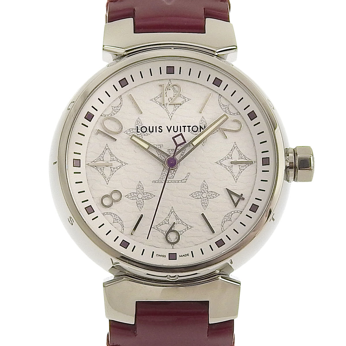 【メーカー再生品】 腕時計 クォーツ レディース タンブール VUITTON LOUIS ルイヴィトン モノグラム 8988 QA116 QZ116 ホワイト文字盤 ヴェルニ ルイ・ヴィトン
