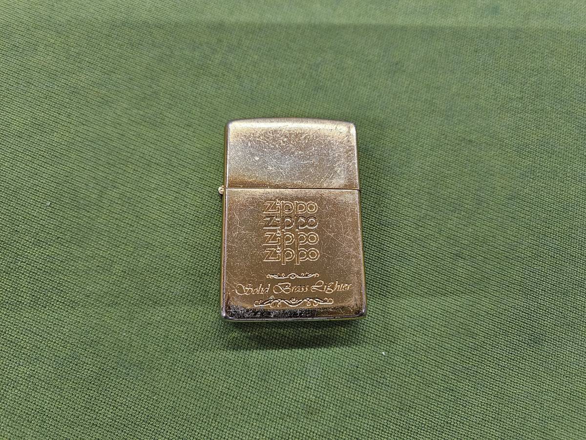 ★売切り★ZIPPO SOLID BRASS LIGHTER ジッポー ジッポライター ソリッドブラス ゴールド系 動作未確認 中古 No.F3_画像1