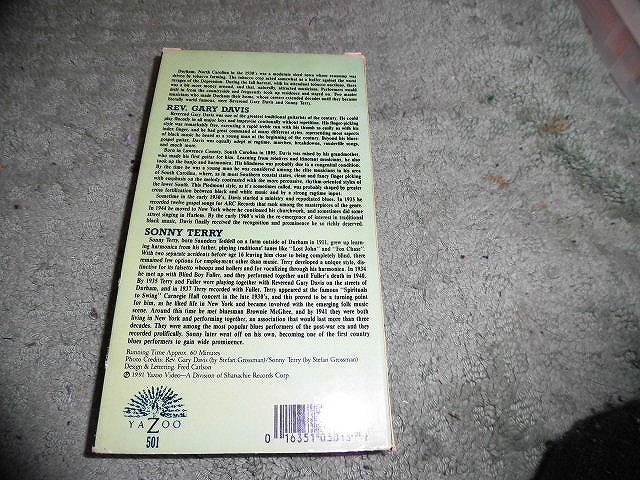 Y170 video REV.GARY DAVIS & Sonny Terry Masters of the Country Blues1991 year overseas edition ( import version ) 60 minute blues? guitar 