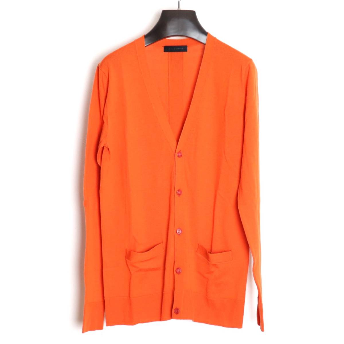 jun hashimoto 12AW BACK RIB CARDIGANmelino шерсть 100% orange высокий мера вязаный V шея кардиган свитер 1piu1uguale3/AKM относящийся 