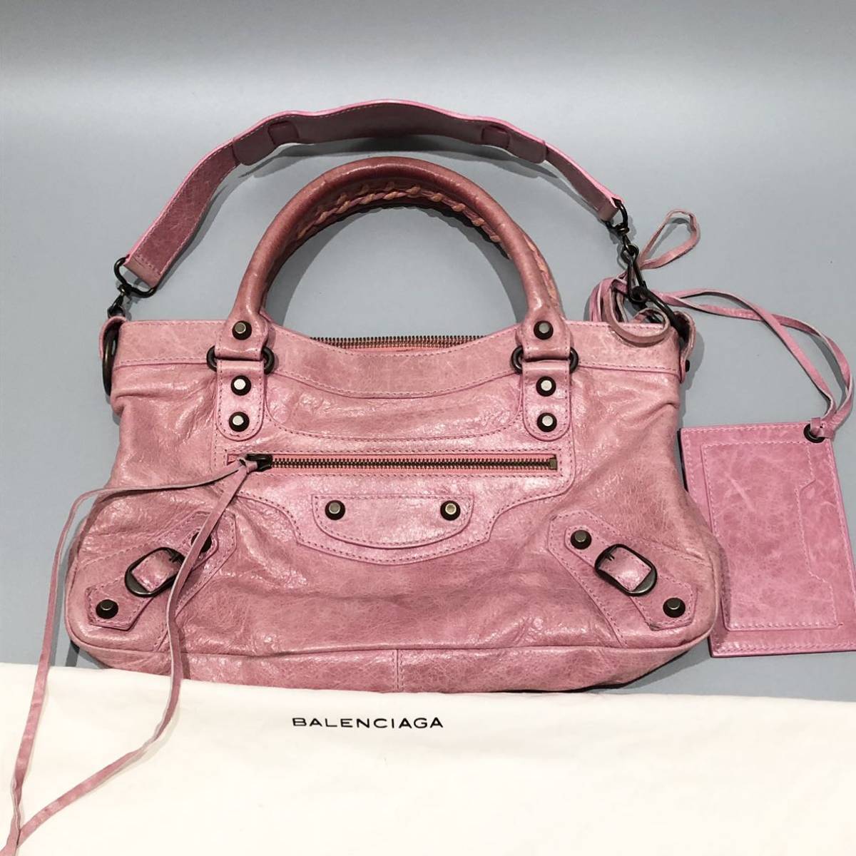 美品 バレンシアガ ザ・シティ 2way ハンドバッグ ショルダーバッグ ピンクレザー BALENCIAGA _画像1