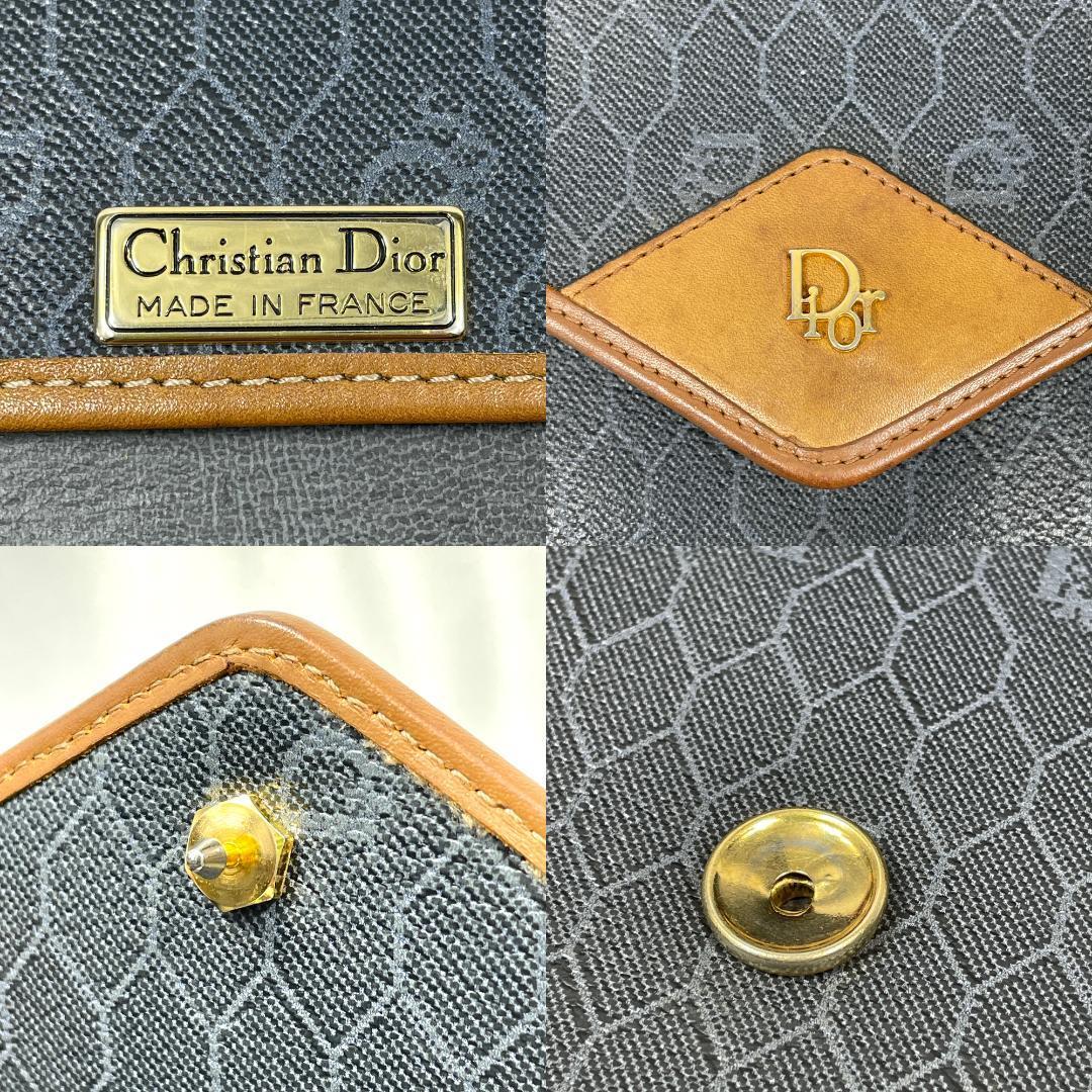 Christian Dior クリスチャンディオール ショルダーバッグ 2way ハニカム 総柄 ゴールド金具 クラッチバッグ レザー PVC レディース a52_画像10