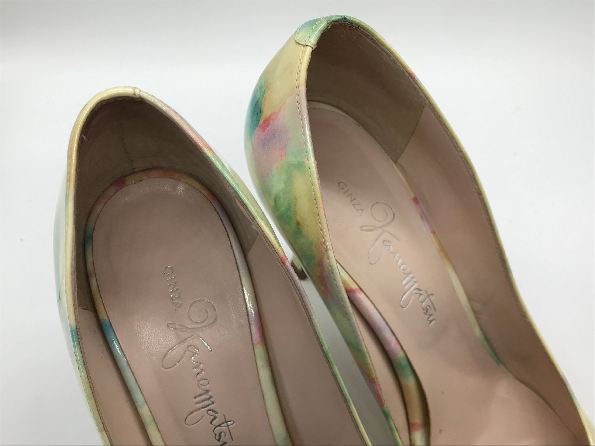 #[YS-1] Ginza Kanematsu Kanematsu pumps # pastel multicolor total pattern 24,5cm heel height 8,5cm # made in Japan [ including in a package possibility commodity ]K#