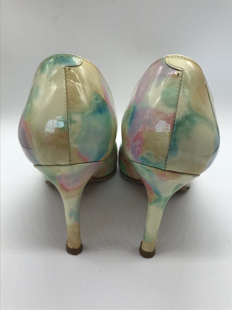 #[YS-1] Ginza Kanematsu Kanematsu pumps # pastel multicolor total pattern 24,5cm heel height 8,5cm # made in Japan [ including in a package possibility commodity ]K#