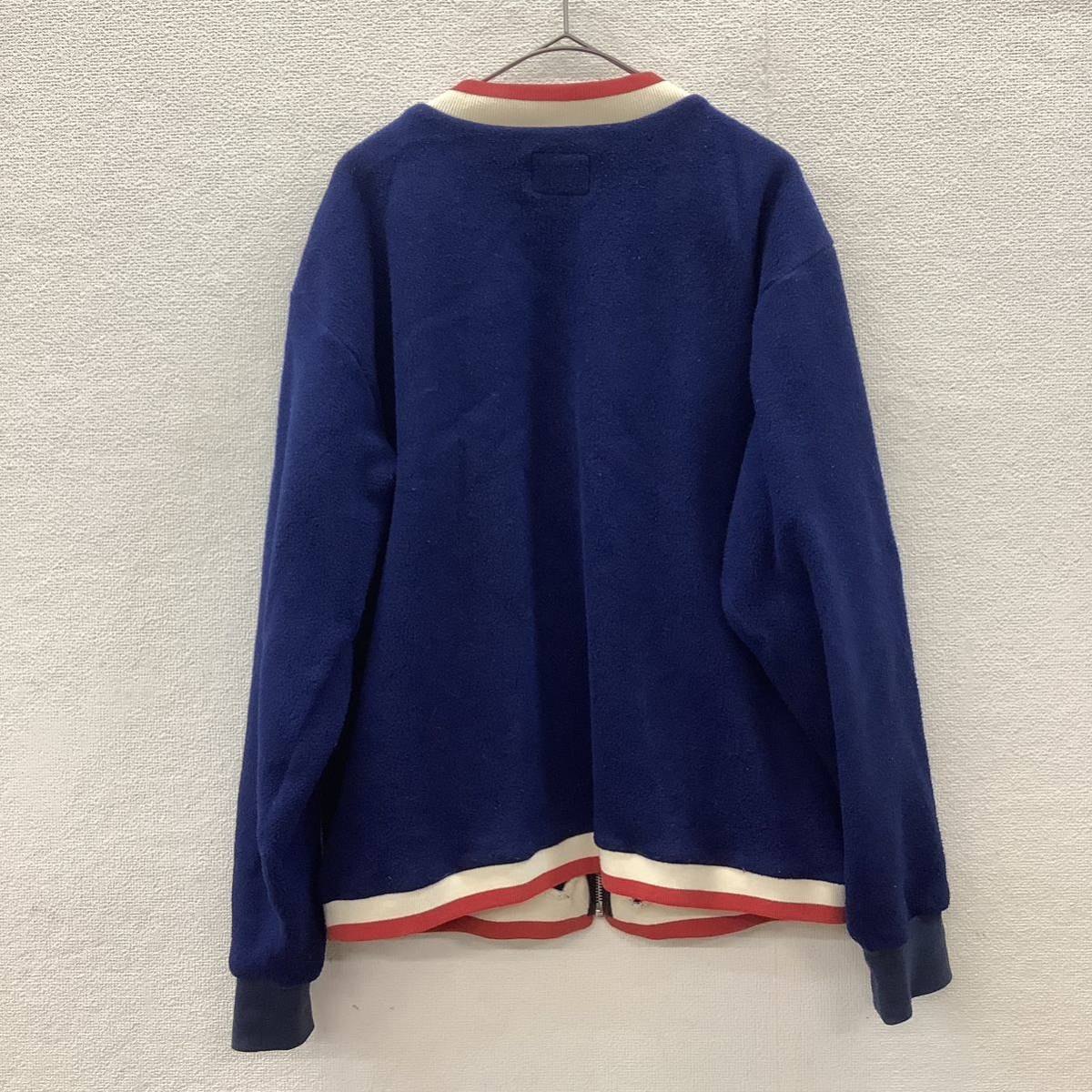 Champion 90s チャンピオン フリースジャケット フルジップ ブルゾン 古着 復刻 日本製 ネイビー size M 76635の画像3