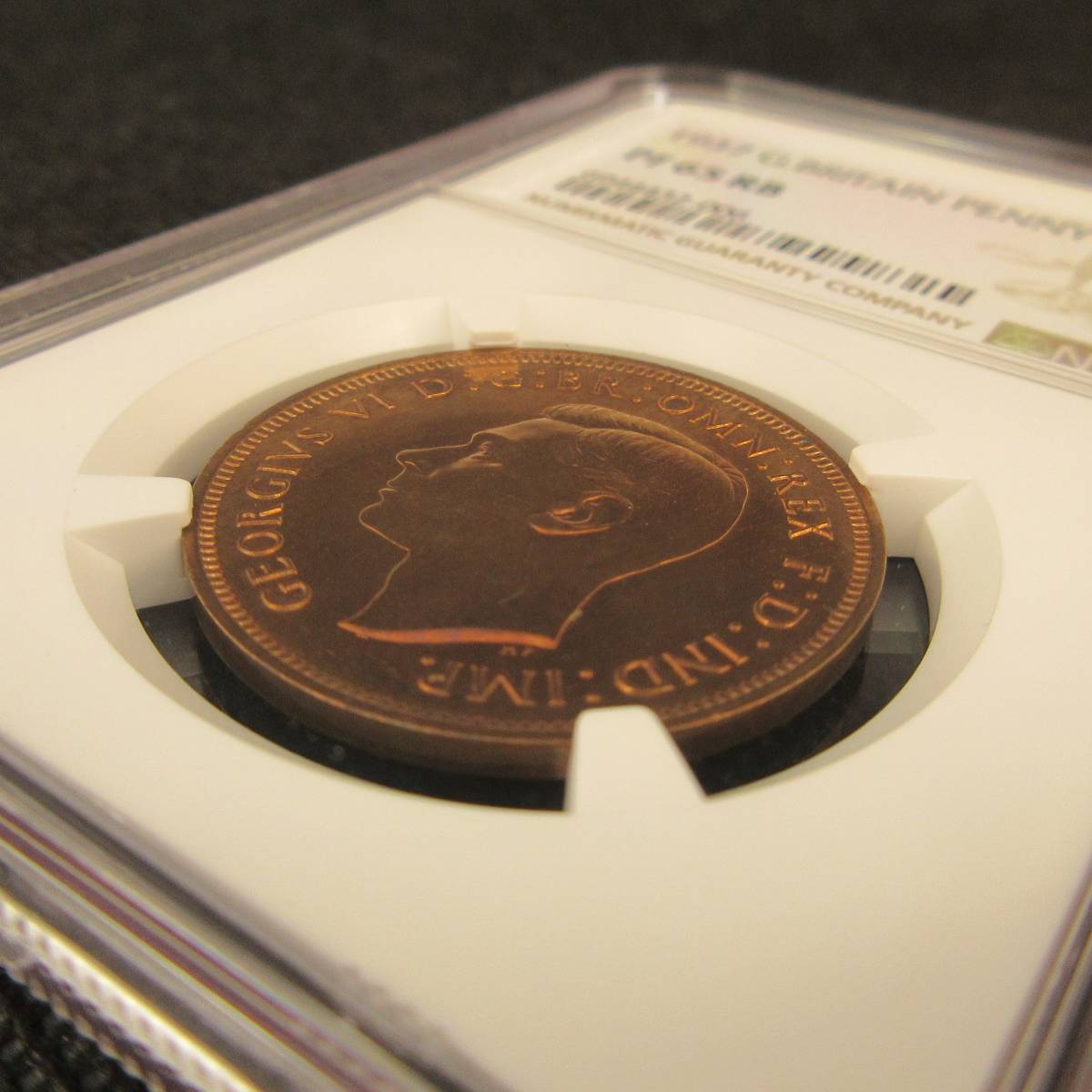 ≪吃音を克服した王・単年発行≫1937 イギリス 英国 1ペニー 銅貨 NGC PF65 RB 英国王のスピーチ アンティーク コイン モダン 投資 資産_画像7