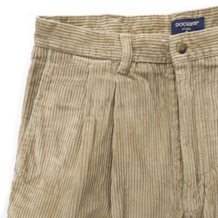 古着 ドッカーズ DOCKERS 太畝 コーデュロイパンツ ツータック ベージュ サイズ表記：W34L30　gd36005_画像3