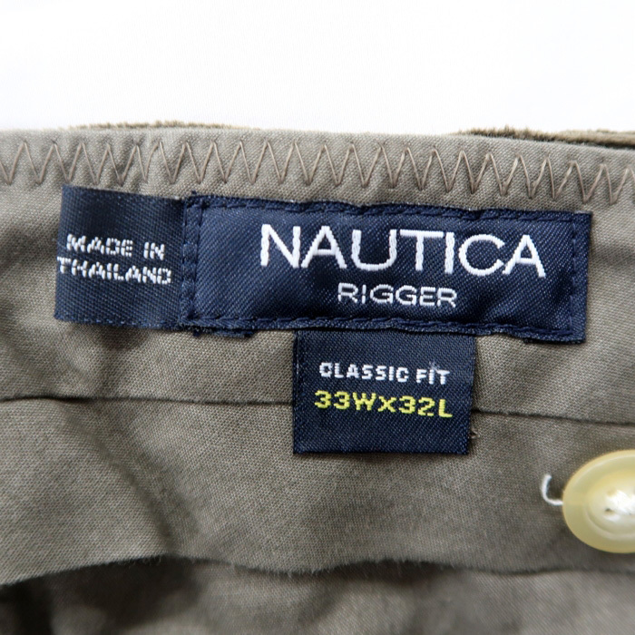 古着 ノーティカ NAUTICA 太畝 コーデュロイパンツ ツータック オリーブグリーン サイズ表記：W33L32　gd36280_画像6