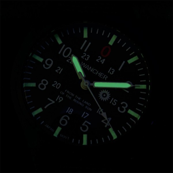 ◆●ミリタリーウォッチ WANCHER Gurkha3 グルカ スーパールミノバ サバゲー実戦仕様 軍用時計 高視認性 傾斜30度の文字盤 ベルト黒/BK-RS_画像3