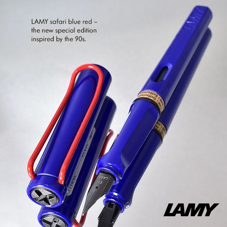 ◆●2023年2月発売【LAMY/ラミー】Safari/サファリ blueredclip ブルー×レッドクリップ 万年筆 M 中字 新品 1円～ 単品発送/LA146-M_※画像のペン先はEFですが、出品はＭです