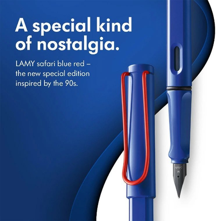 ◆●2023年2月発売【LAMY/ラミー】Safari/サファリ blueredclip ブルー×レッドクリップ 万年筆 M 中字 新品 1円～ 単品発送/LA146-M_画像1