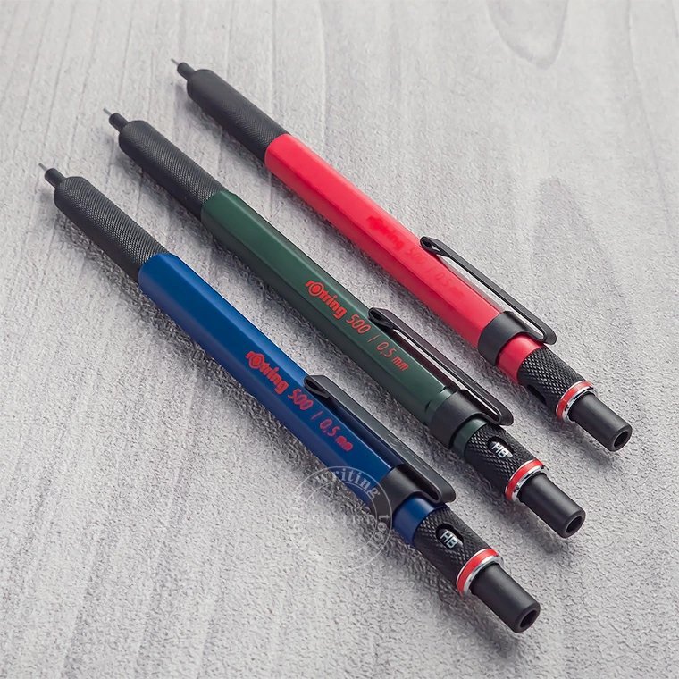 ◆●【ROTRING/ロットリング】rotring500 製図用 シャープペンシル 0.5mm グリーン 緑色 硬度表示 六角軸 ノック式 新品未使用/RO15-GRS_出品はグリーン1本です。