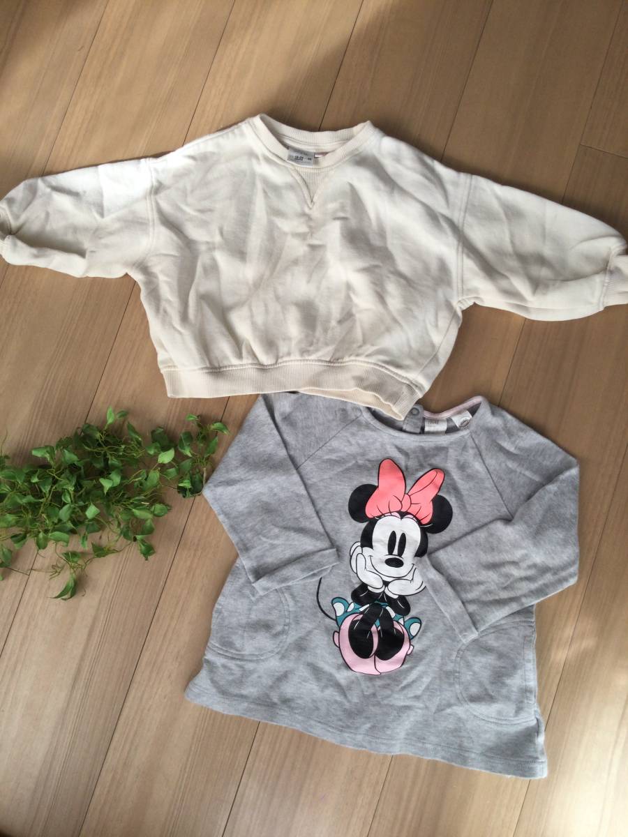 お得な2枚セット☆美品 90 ZARA,H&M トレーナー(女の子ホワイト