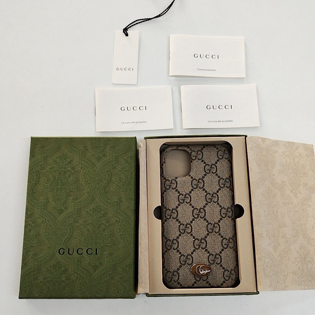 【TM1129】グッチ スマホケース iPhone11 625710-617664 GUCCI コレクション スマホカバー コレクター 外箱付 アイフォン_画像1