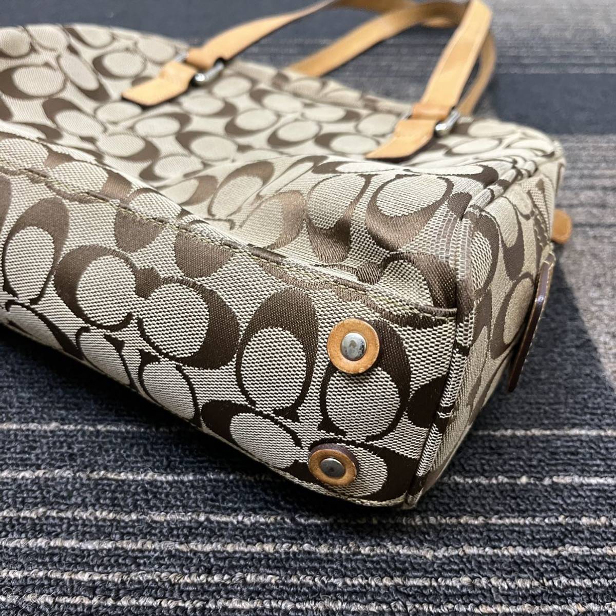 【TM1104】COACH コーチ シグネチャー トートバッグ ハンドバッグ ブラウン カバン 鞄_画像4