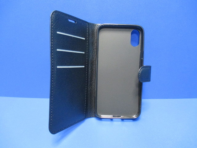 iPhoneXs iPhoneX ケース（5.8インチ）シンプル 手帳型 ケース ブラック 手触り良い上質感PUレザー スリム カードポケット_画像5