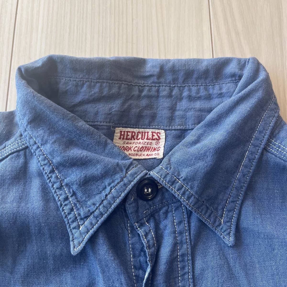 【希少】50s HERCULES ベタシャン シャンブレー ワークシャツ デニム SEARS マチ付き ビンテージ vintage 年代 ヘラクレス_画像1