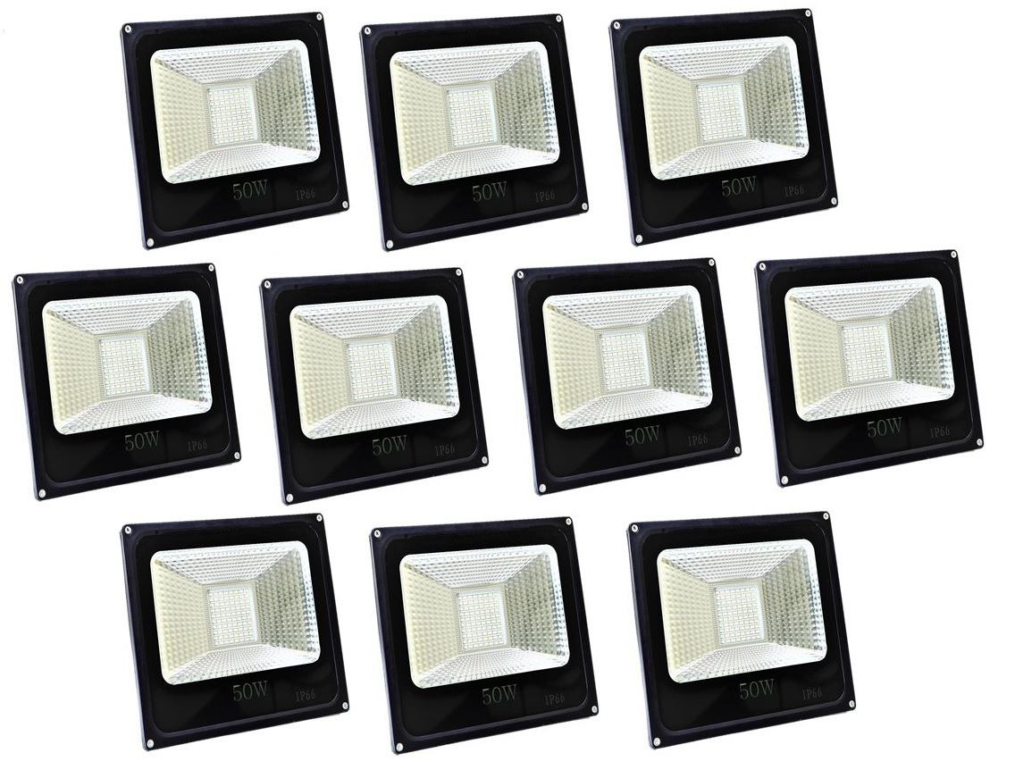 10台セット!【爆連SMDチップ80発搭載】LED50W投光器 6500K白色 10台セット!【爆連SMDチップ80発搭載】LED50W投光器 6500K白色