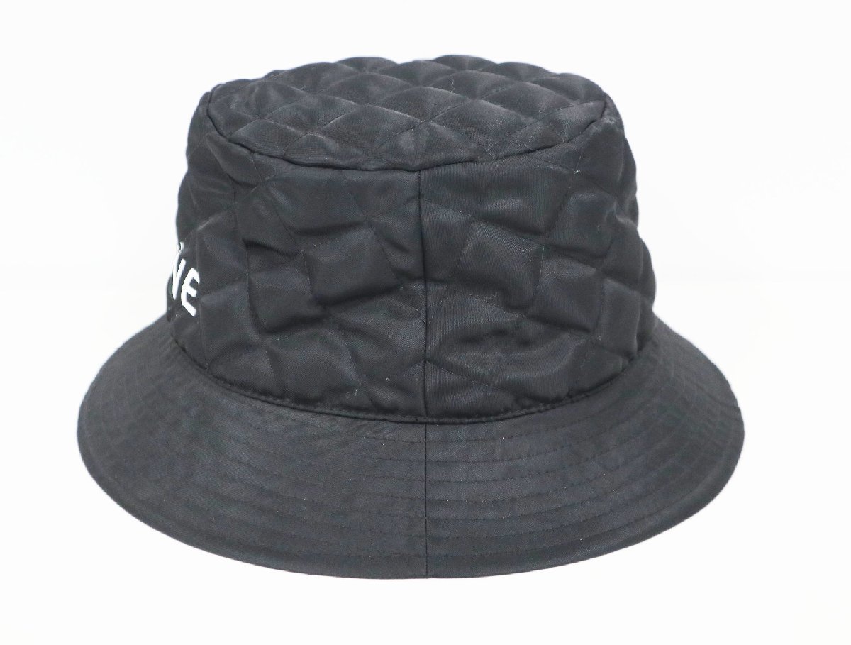 セリーヌ CELINE ロゴ バケットハット ナイロンツイル キルティング サイズM 2AUB0930C ブラック 美品 帽子 ハット_画像2