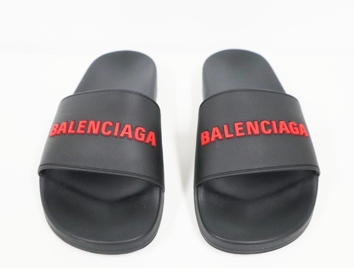 バレンシアガ BALENCIAGA サンダル スライドサンダル ブラック レッド 565826 W1S80 1064 サイズ40 26.5cm 極上美品 靴