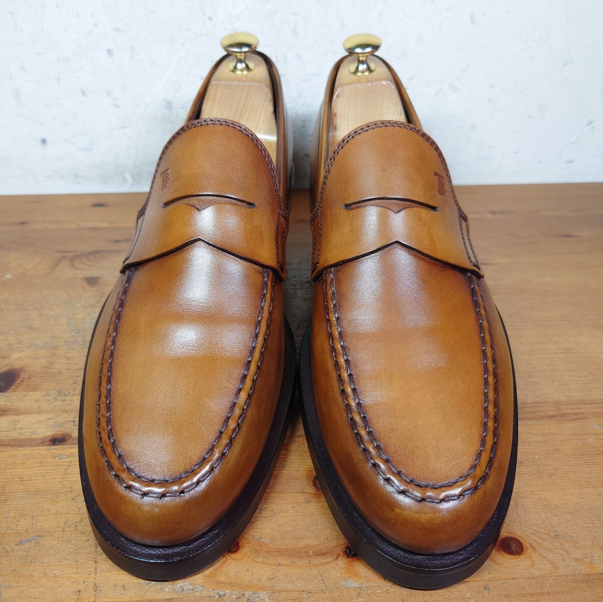 【試し履き程度/極美品】ITALY製 TOD'S/トッズ パティーヌ コインローファー Mens UK7 26cm相応 ブラウン 茶/ferragamo好きにも_画像4