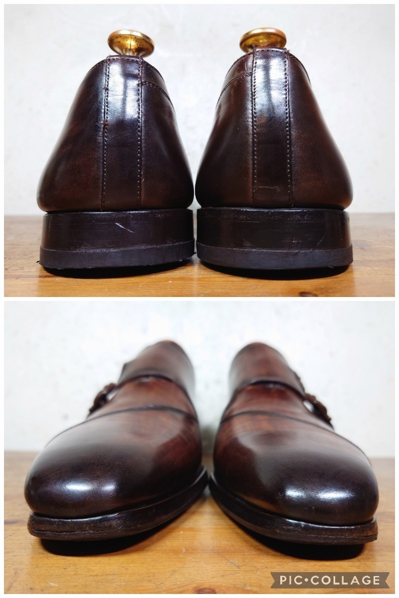 【良品】SPAIN製 MAGNANNI/マグナーニ オパンケ製法 パティーヌ ダブルモンクストラップ 41 26cm相応/santoni ブランキーニ_画像6