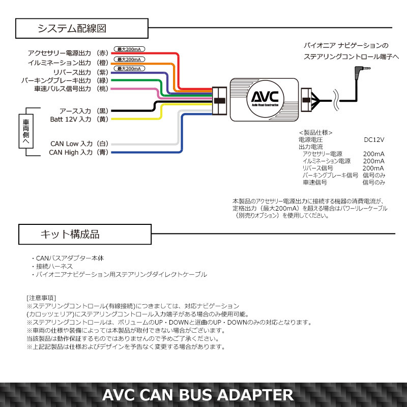 【AVC】ベンツ Cクラス(W204前期)専用 CANバスアダプター(パイオニアコントロールケーブル付)_画像3