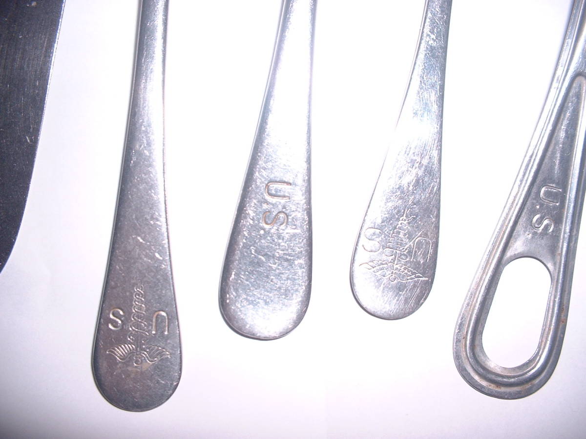 米軍の食器（スプーン、ナイフ、フォーク）珍品USNのナイフ有り、画像5と6, オマケ(画像７，８，９）_画像4